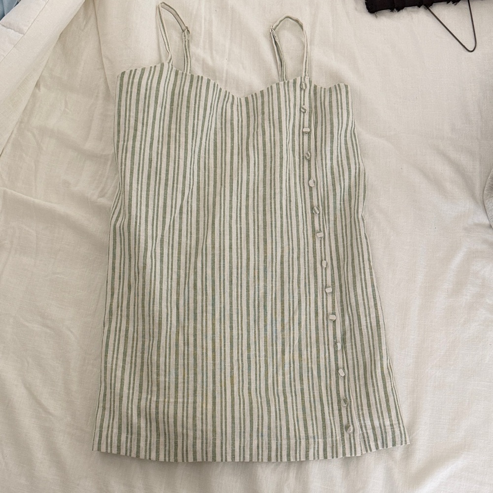 Abercrombie & Fitch Striped Mini Dress - Green and White